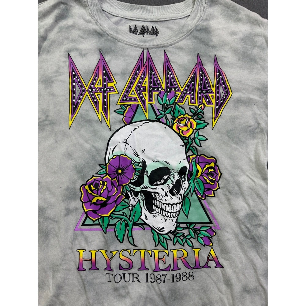 Def‎ Leppard Hysteria Tour 1987-1988 Kids Gray Tie Dye Graphic T-Shirt Size M